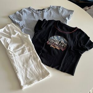 Brandy Melville Shirts Bundle - Black, White, and Blue